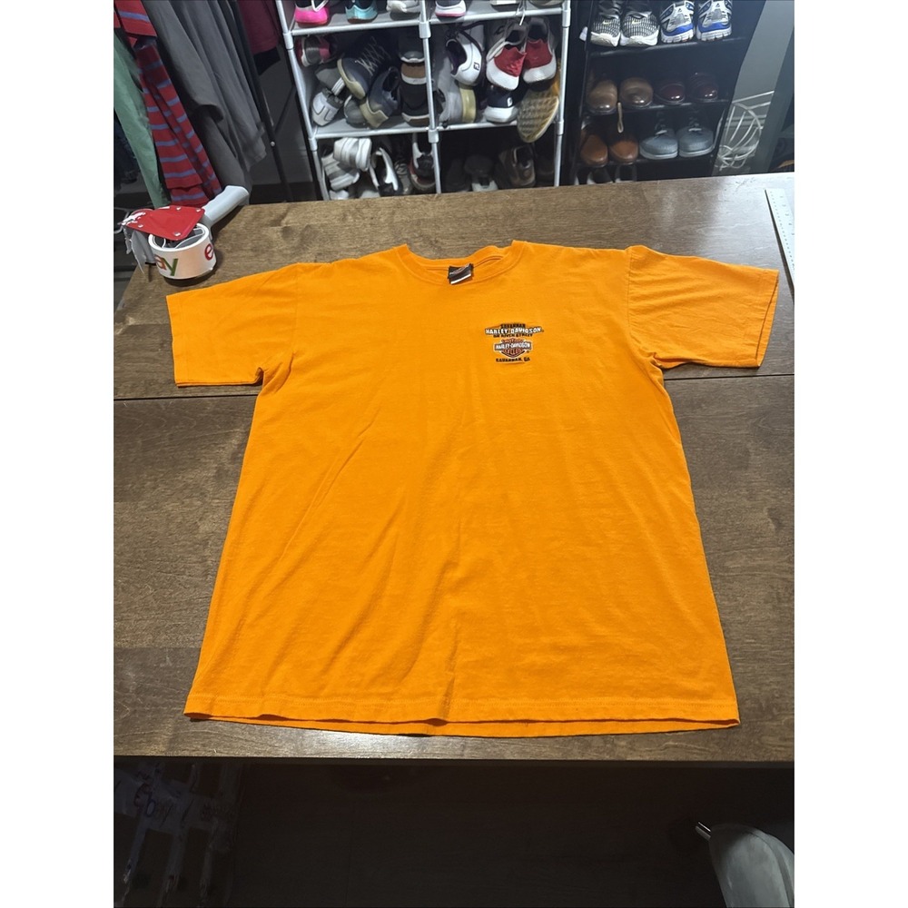 Harley‎ Davidson Savannah Georgia T Shirt Short Sleeves Orange Men's L